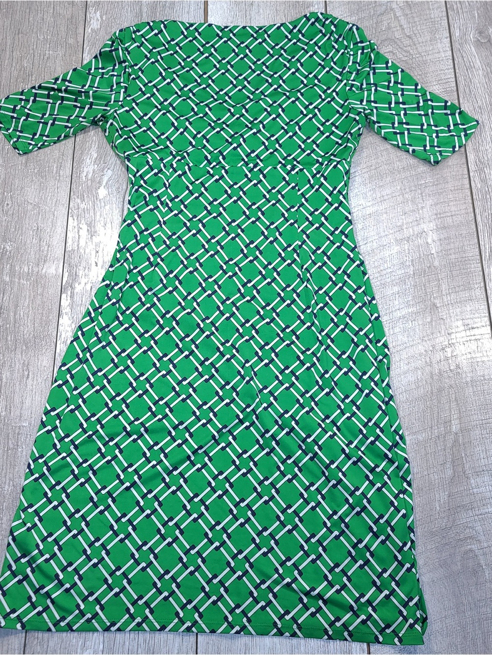 Lauren Ralph Lauren Green Geometric Print Ruched Women’s Dress medium - Picture 3 of 5